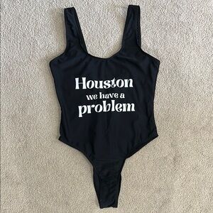 “Houston we have a problem” Black One Piece Swimsuit